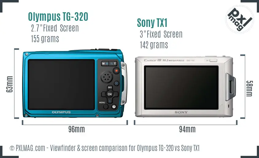 Olympus TG-320 vs Sony TX1 Screen and Viewfinder comparison