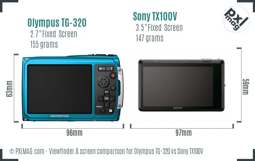 Olympus TG-320 vs Sony TX100V Screen and Viewfinder comparison