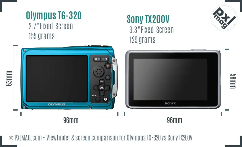 Olympus TG-320 vs Sony TX200V Screen and Viewfinder comparison Olympus TG-320 vs Sony TX200V Screen and Viewfinder comparison