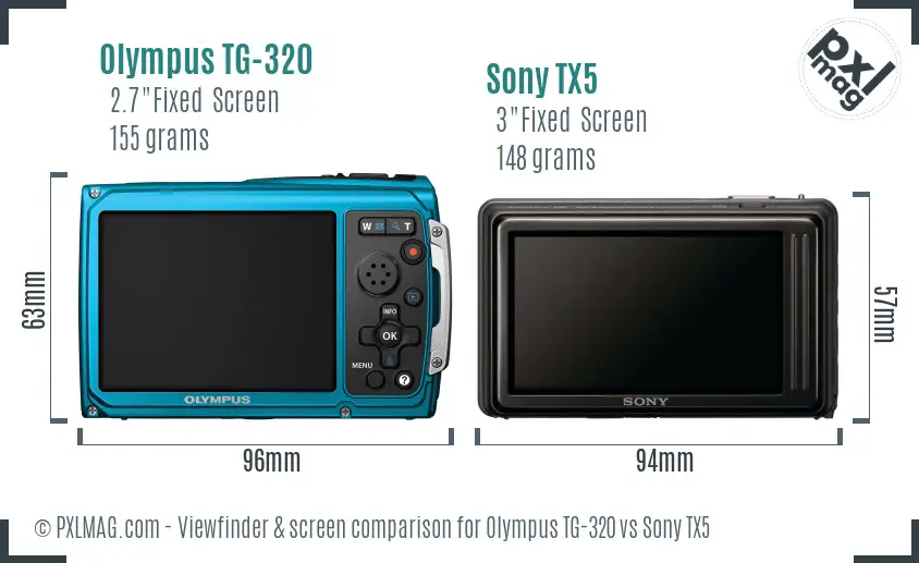 Olympus TG-320 vs Sony TX5 Screen and Viewfinder comparison