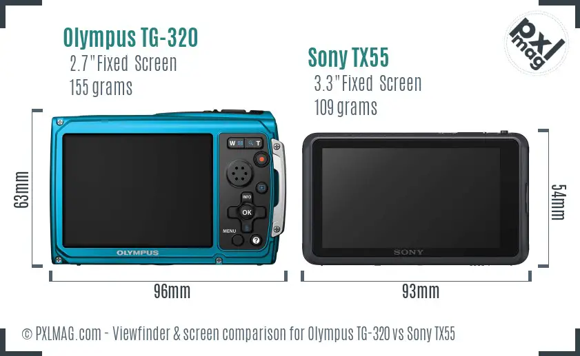 Olympus TG-320 vs Sony TX55 Screen and Viewfinder comparison Olympus TG-320 vs Sony TX55 Screen and Viewfinder comparison