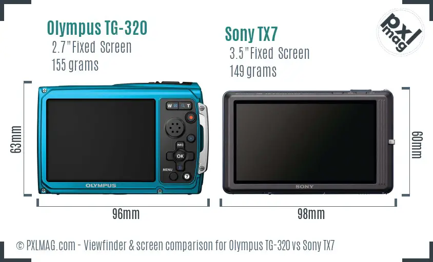 Olympus TG-320 vs Sony TX7 Screen and Viewfinder comparison