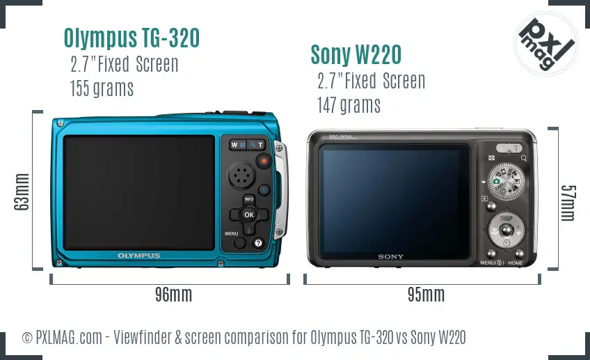 Olympus TG-320 vs Sony W220 Screen and Viewfinder comparison