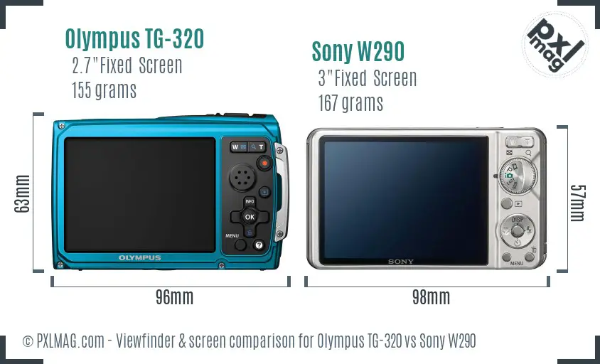 Olympus TG-320 vs Sony W290 Screen and Viewfinder comparison Olympus TG-320 vs Sony W290 Screen and Viewfinder comparison