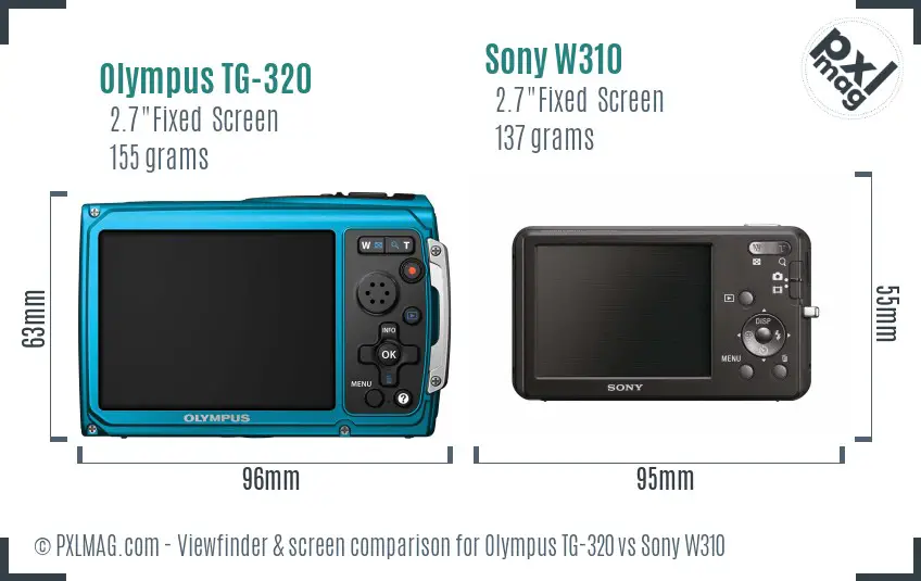 Olympus TG-320 vs Sony W310 Screen and Viewfinder comparison