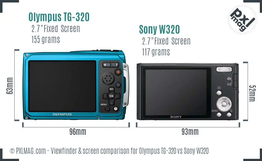 Olympus TG-320 vs Sony W320 Screen and Viewfinder comparison