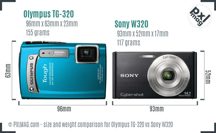 Olympus TG-320 vs Sony W320 size comparison