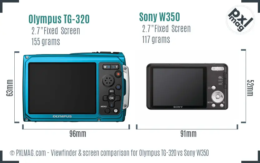 Olympus TG-320 vs Sony W350 Screen and Viewfinder comparison Olympus TG-320 vs Sony W350 Screen and Viewfinder comparison