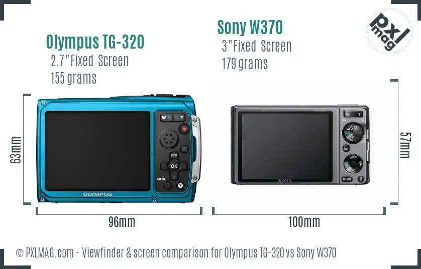 Olympus TG-320 vs Sony W370 Screen and Viewfinder comparison