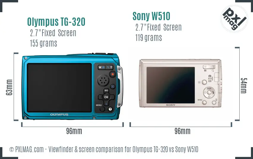 Olympus TG-320 vs Sony W510 Screen and Viewfinder comparison