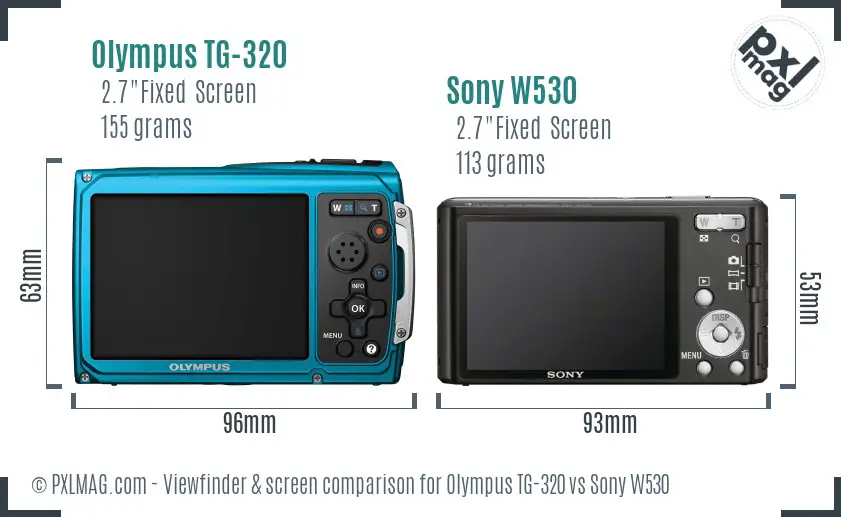 Olympus TG-320 vs Sony W530 Screen and Viewfinder comparison