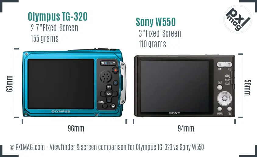 Olympus TG-320 vs Sony W550 Screen and Viewfinder comparison