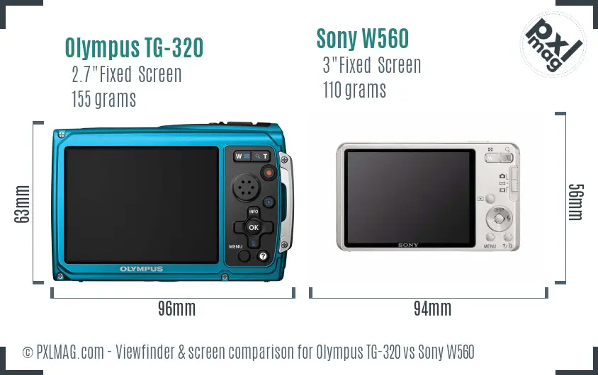 Olympus TG-320 vs Sony W560 Screen and Viewfinder comparison