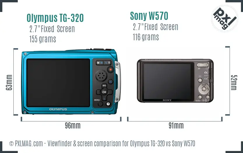 Olympus TG-320 vs Sony W570 Screen and Viewfinder comparison