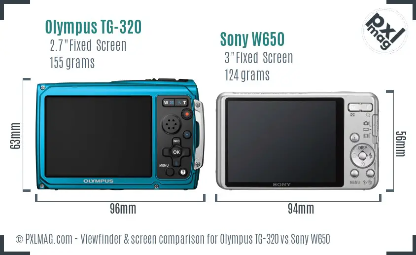 Olympus TG-320 vs Sony W650 Screen and Viewfinder comparison