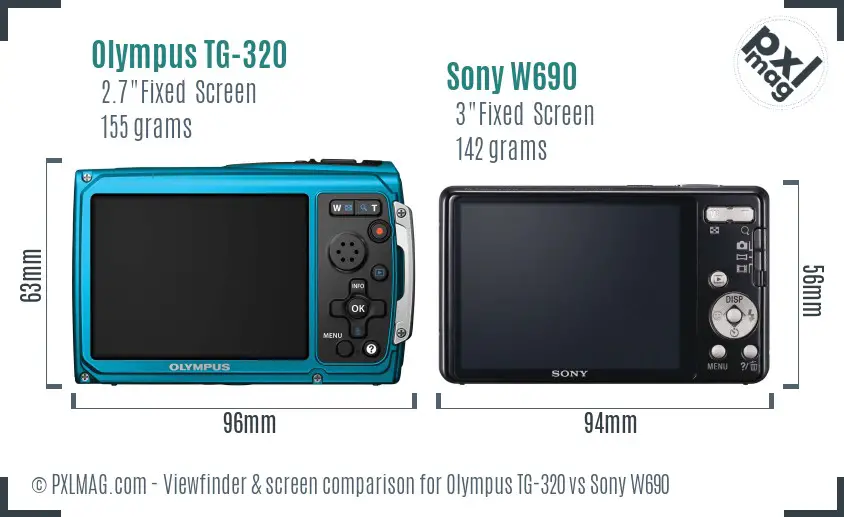 Olympus TG-320 vs Sony W690 Screen and Viewfinder comparison