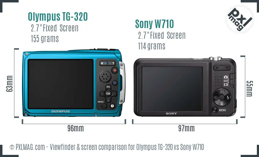 Olympus TG-320 vs Sony W710 Screen and Viewfinder comparison