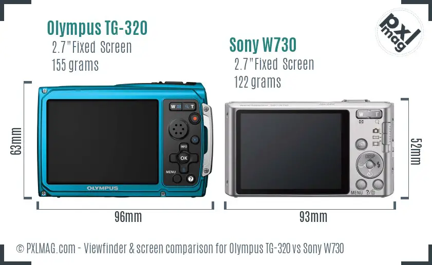 Olympus TG-320 vs Sony W730 Screen and Viewfinder comparison