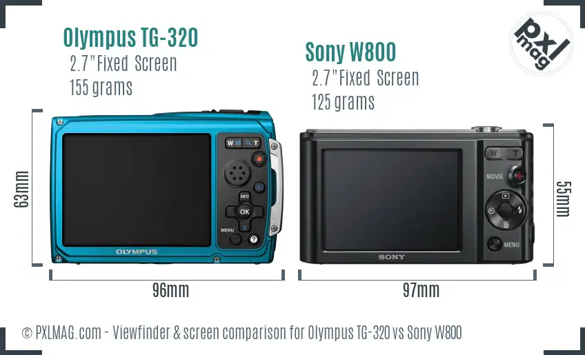 Olympus TG-320 vs Sony W800 Screen and Viewfinder comparison