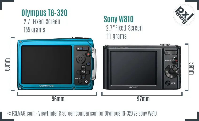 Olympus TG-320 vs Sony W810 Screen and Viewfinder comparison