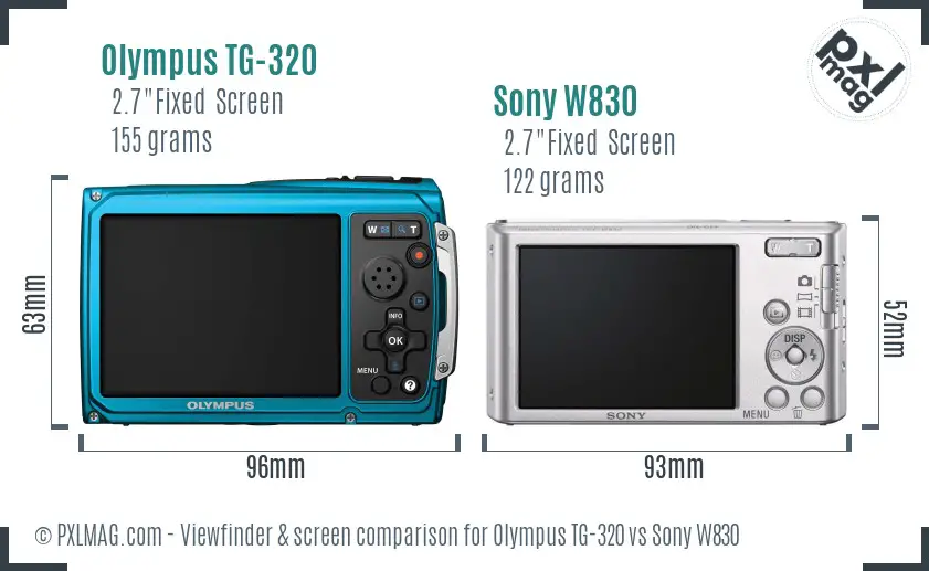 Olympus TG-320 vs Sony W830 Screen and Viewfinder comparison