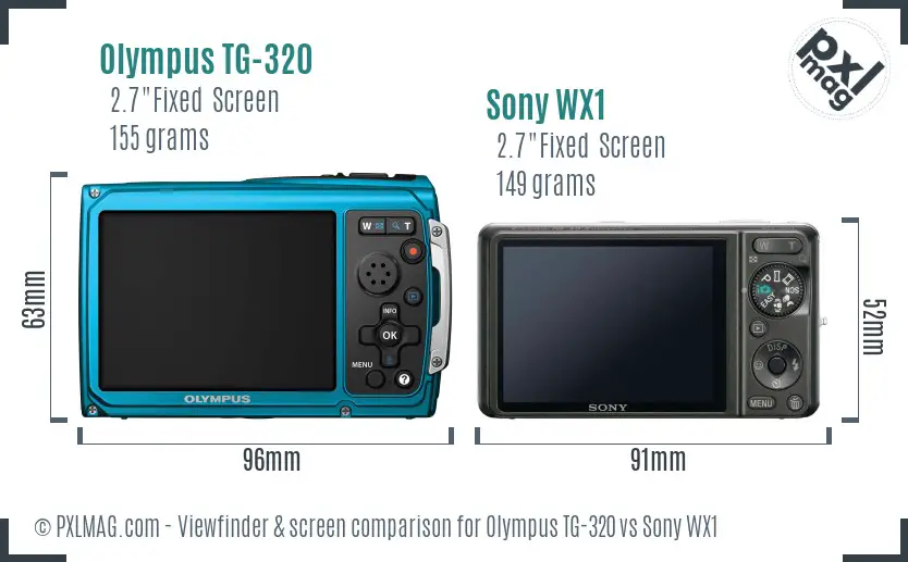 Olympus TG-320 vs Sony WX1 Screen and Viewfinder comparison