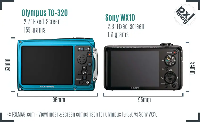 Olympus TG-320 vs Sony WX10 Screen and Viewfinder comparison
