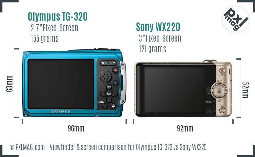 Olympus TG-320 vs Sony WX220 Screen and Viewfinder comparison