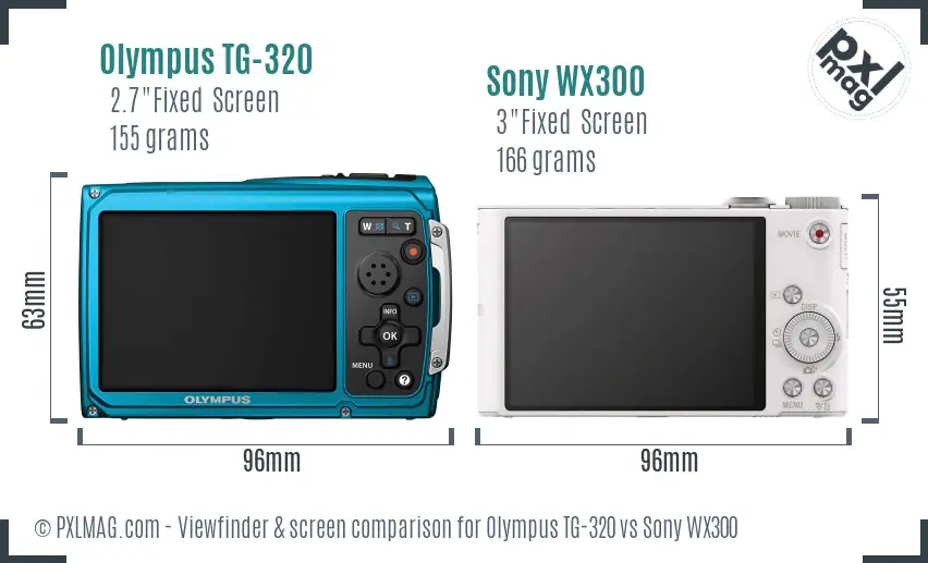 Olympus TG-320 vs Sony WX300 Screen and Viewfinder comparison