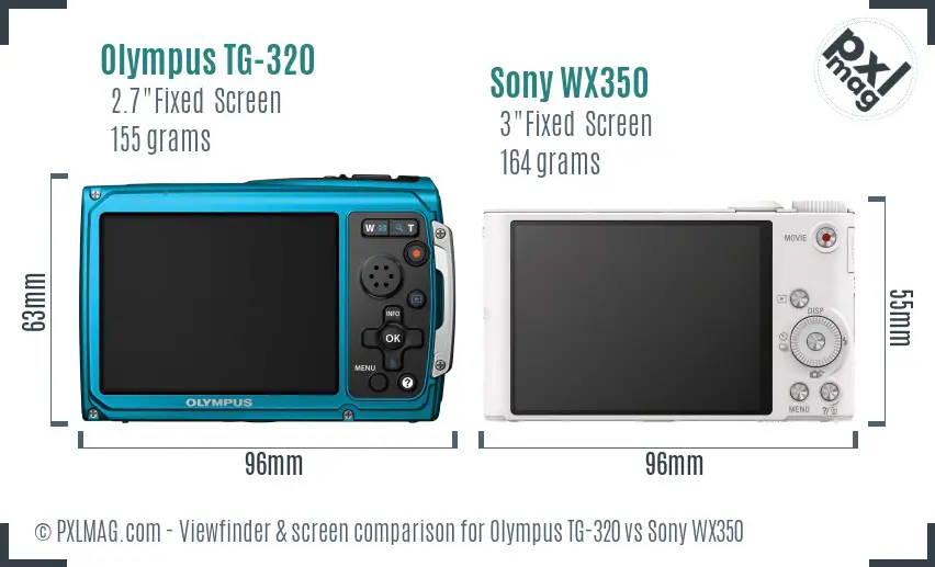 Olympus TG-320 vs Sony WX350 Screen and Viewfinder comparison