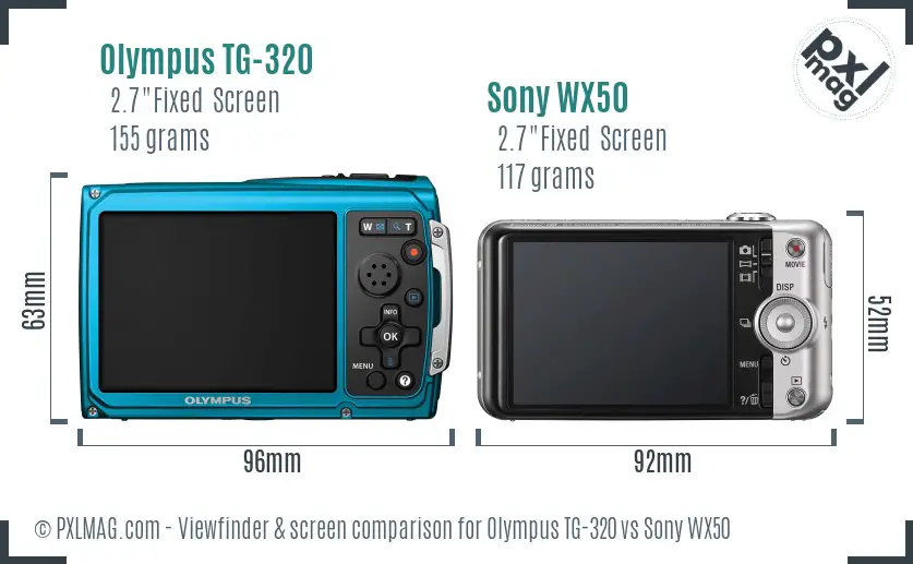 Olympus TG-320 vs Sony WX50 Screen and Viewfinder comparison