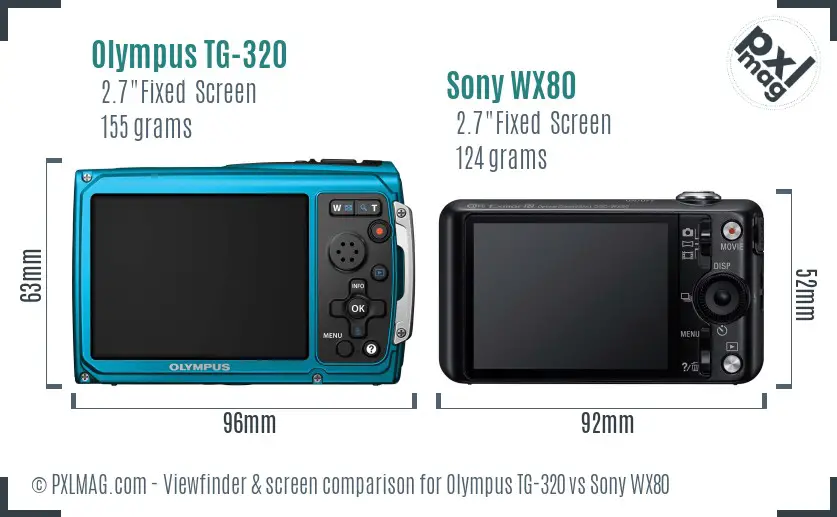 Olympus TG-320 vs Sony WX80 Screen and Viewfinder comparison