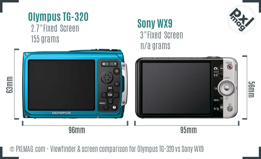 Olympus TG-320 vs Sony WX9 Screen and Viewfinder comparison