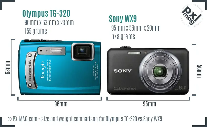 Olympus TG-320 vs Sony WX9 size comparison