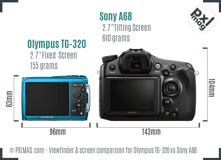 Olympus TG-320 vs Sony A68 Screen and Viewfinder comparison