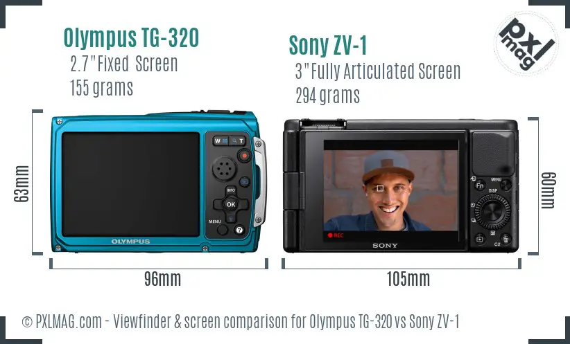 Olympus TG-320 vs Sony ZV-1 Screen and Viewfinder comparison