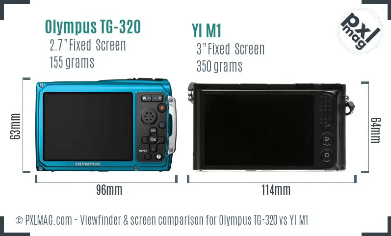 Olympus TG-320 vs YI M1 Screen and Viewfinder comparison
