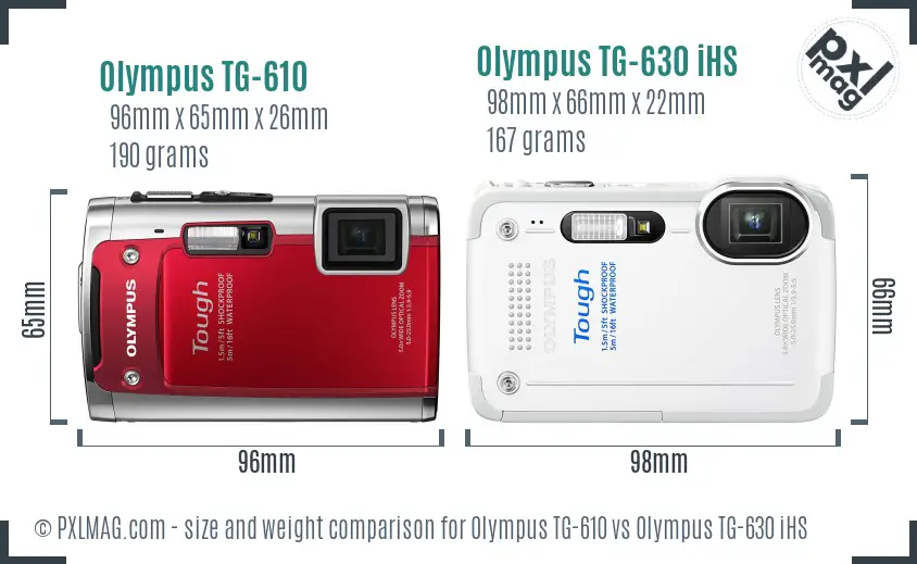 Olympus TG-610 vs Olympus TG-630 iHS size comparison