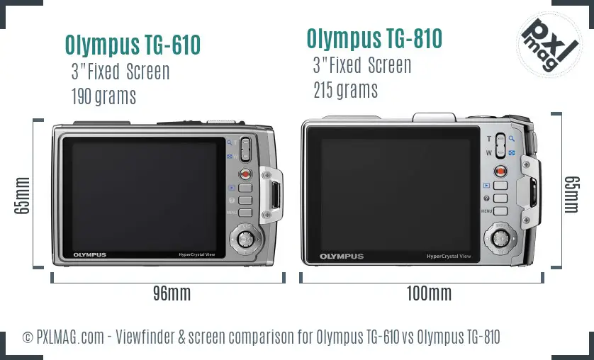 Olympus TG-610 vs Olympus TG-810 Screen and Viewfinder comparison