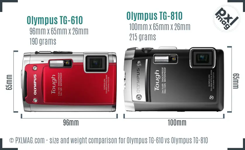 Olympus TG-610 vs Olympus TG-810 size comparison