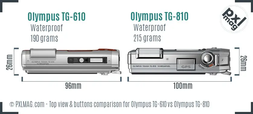 Olympus TG-610 vs Olympus TG-810 top view buttons comparison