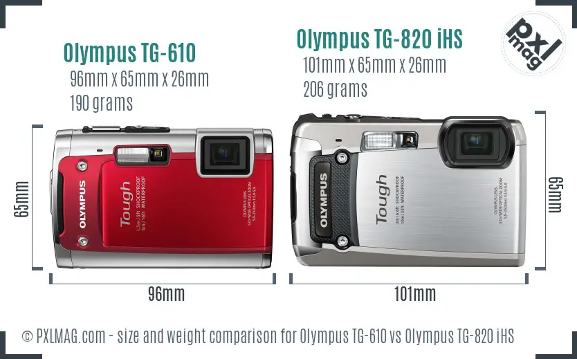 Olympus TG-610 vs Olympus TG-820 iHS size comparison
