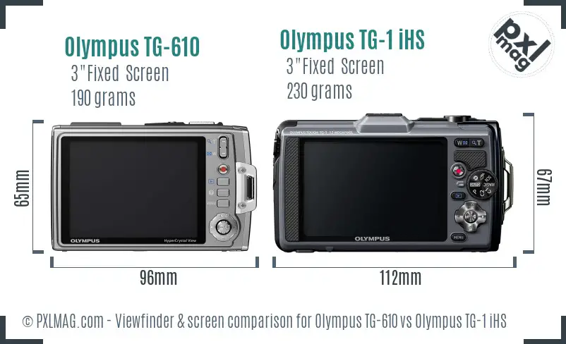 Olympus TG-610 vs Olympus TG-1 iHS Screen and Viewfinder comparison