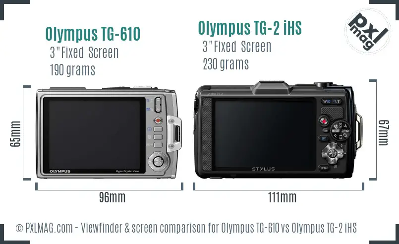 Olympus TG-610 vs Olympus TG-2 iHS Screen and Viewfinder comparison