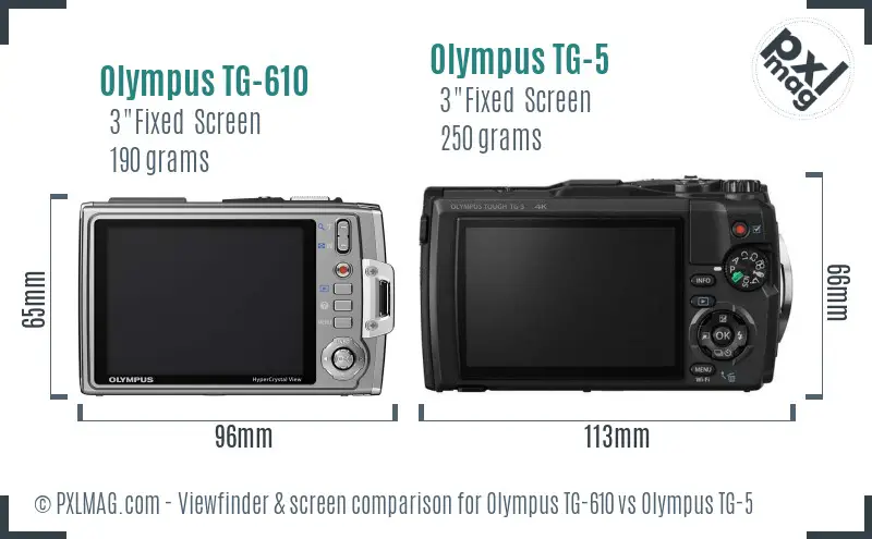 Olympus TG-610 vs Olympus TG-5 Screen and Viewfinder comparison