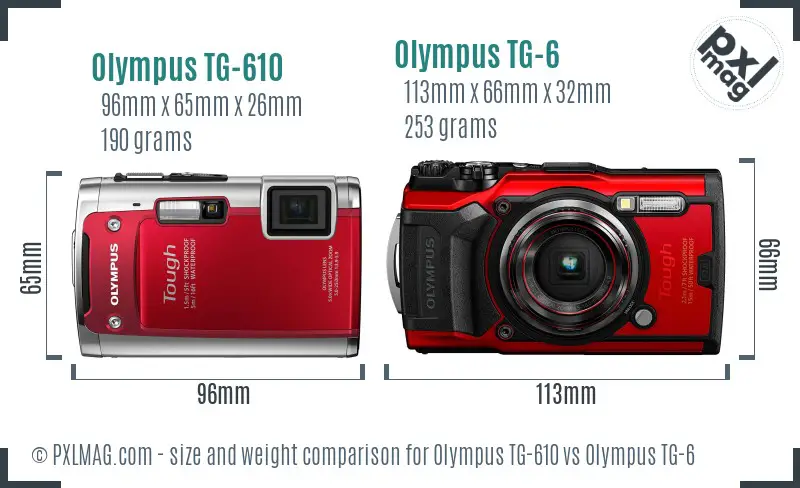 Olympus TG-610 vs Olympus TG-6 size comparison