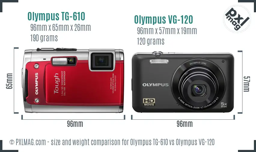 Olympus TG-610 vs Olympus VG-120 size comparison