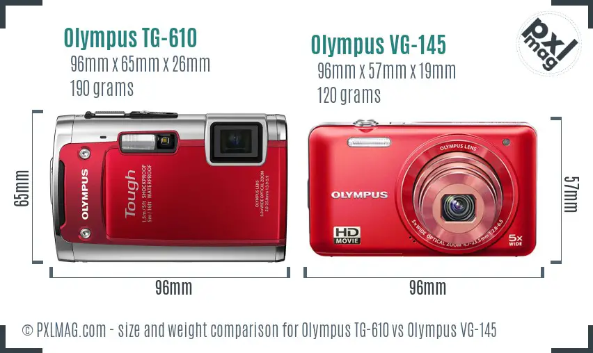 Olympus TG-610 vs Olympus VG-145 size comparison