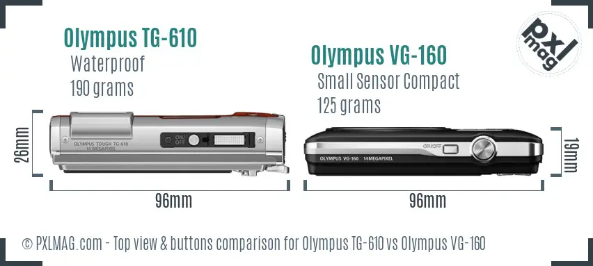 Olympus TG-610 vs Olympus VG-160 top view buttons comparison