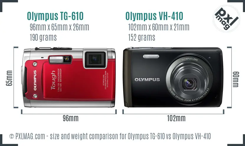 Olympus TG-610 vs Olympus VH-410 size comparison